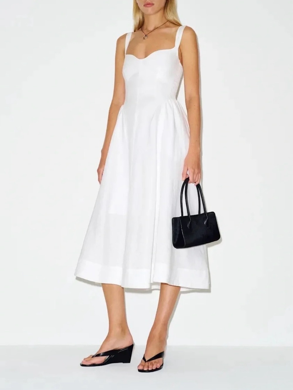 Reformation Birdie Linen Dress In White, NEW WITHOUT TAGS, NEVER WORN, NO FLAWS.